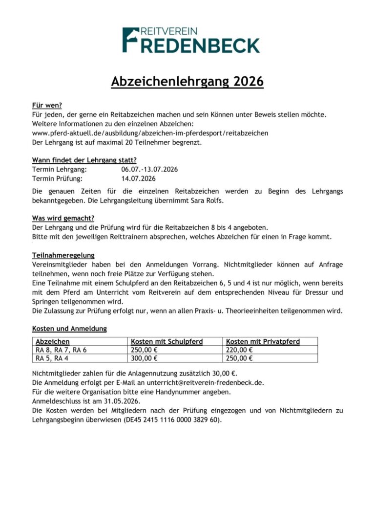 Abzeichenlehrgang 8-5 2026